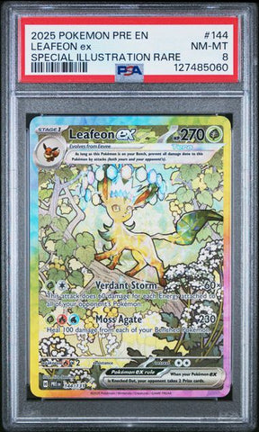 2025 POKEMON PRE EN-PRISMATIC EVOLUTIONS #144 LEAFEON ex SPECIAL ILLUSTRATION RARE PSA 8 - 060