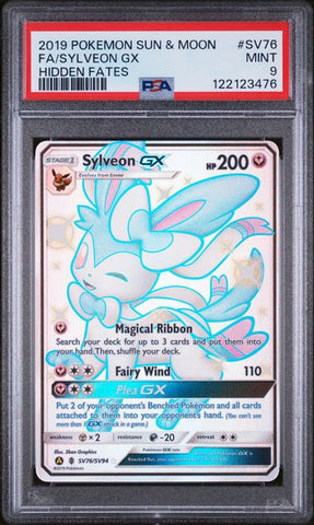 2019 POKEMON SUN & MOON HIDDEN FATES #SV76 FA/SYLVEON GX HIDDEN FATES PSA 9 - 476