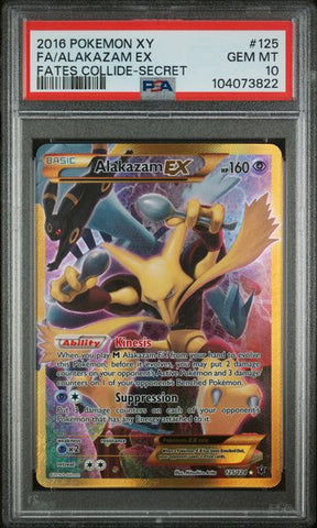 2016 POKEMON XY FATES COLLIDE #125 FA/ALAKAZAM EX FATES COLLIDE-SECRET PSA 10 - 822