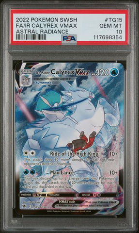 2022 POKEMON SWSH FULL ART ICE RIDER CALYREX VMAX ASTRAL RADIANCE #TG15 PSA 10 - 354