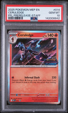 2025 POKEMON MEP EN-ME BLACK STAR PROMO #014 CERULEDGE PFL PRERELEASE-STAFF PSA 10 - 842