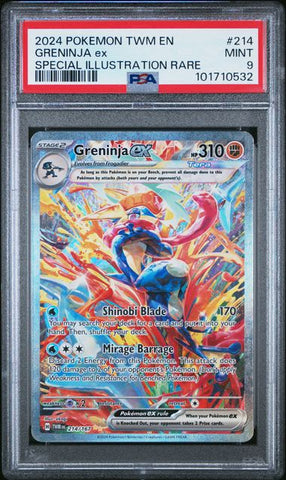 2024 POKEMON TWM EN-TWILIGHT MASQUERADE #214 GRENINJA ex SPECIAL ILLUSTRATION RARE PSA 9 - 532