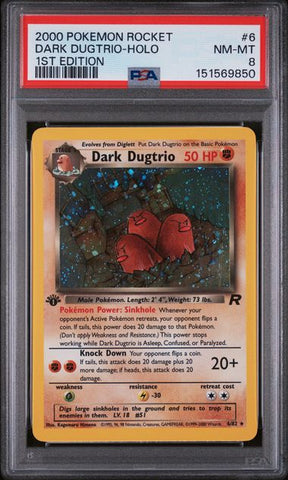 2000 POKEMON ROCKET #6 DARK DUGTRIO-HOLO 1ST EDITION PSA 8 - 850