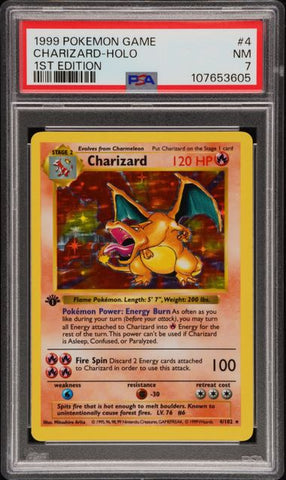 1999 POKEMON GAME #4 CHARIZARD-HOLO 1ST EDITION PSA 7 - 605