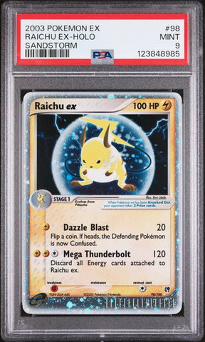 2003 POKEMON EX RAICHU EX-HOLO SANDSTORM #98 PSA 9 - 985