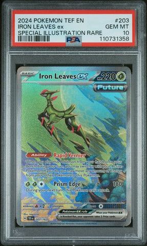 2024 POKEMON TEF EN-TEMPORAL FORCES #203 IRON LEAVES ex SPECIAL ILLUSTRATION RARE PSA 10 - 358