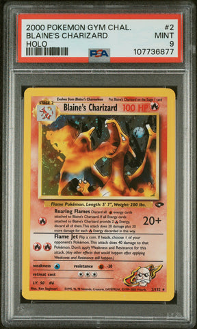 2000 POKEMON GYM CHALLENGE BLAINE'S CHARIZARD HOLO #2 PSA 9 - 877