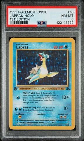 1999 POKEMON FOSSIL #10 LAPRAS-HOLO 1ST EDITION PSA 8 - 222