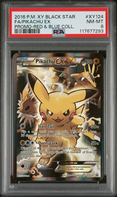 2016 POKEMON XY BLACK STAR FULL ART PIKACHU EX PROMO - RED & BLUE COLLECTION