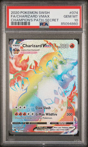2020 POKEMON SWSH FULL ART CHARIZARD VMAX CHAMPION'S PATH #074 PSA 10 - 860