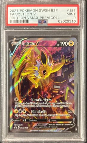 2021 POKEMON SWSH BLACK STAR PROMO #183 FA/JOLTEON V JOLTEON VMAX PREM.COLL. PSA 9 - 310