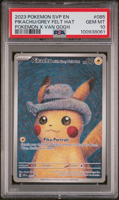 2023 POKEMON SVP PIKACHU/GREY FELT HAT POKEMON X VAN GOGH