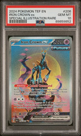 2024 POKEMON TEF EN-TEMPORAL FORCES #206 IRON CROWN ex SPECIAL ILLUSTRATION RARE PSA 10 - 852