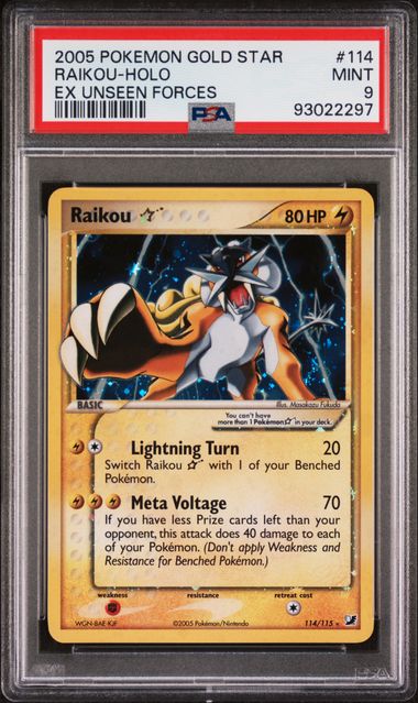 2005 POKEMON GOLD STAR RAIKOU - HOLO EX UNSEEN FORCES
