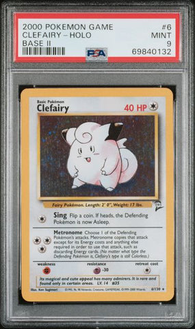 2000 POKEMON GAME BASE II #6 CLEFAIRY-HOLO BASE II PSA 9 - 132