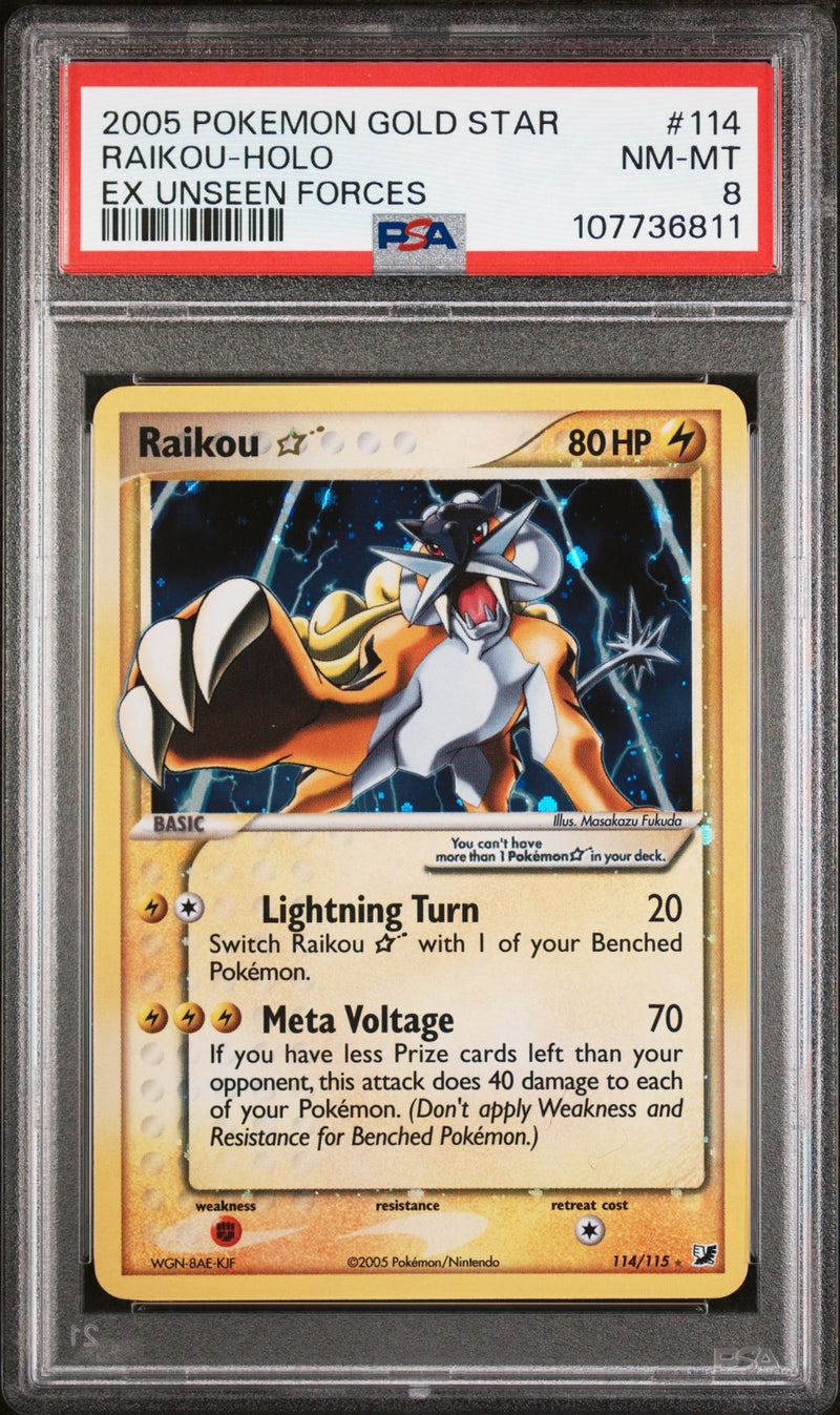 2005 POKEMON GOLD STAR RAIKOU-HOLO EX UNSEEN FORCES