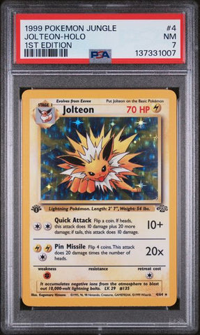 1999 POKEMON JUNGLE #4 JOLTEON-HOLO 1ST EDITION PSA 7 - 007