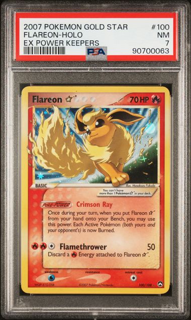 2007 POKEMON GOLD STAR FLAREON-HOLO EX POWER KEEPERS