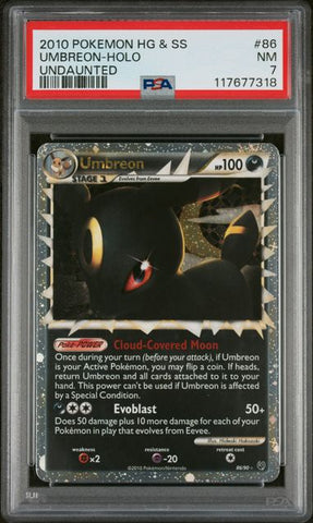 2010 POKEMON HEARTGOLD & SOULSILVER UNDAUNTED #86 UMBREON-HOLO PSA 7 - 318