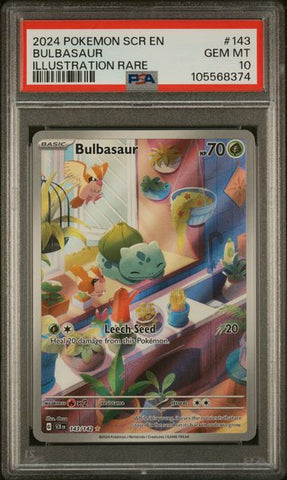 2024 POKEMON SCR EN-STELLAR CROWN #143 BULBASAUR ILLUSTRATION RARE PSA 10 - 374