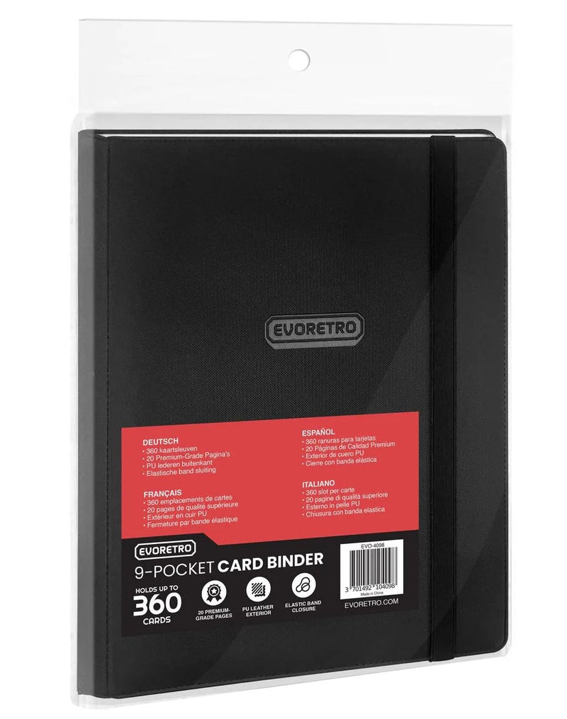 EVORETRO - 9-Pocket Zip-Up Trading Card Binder - 360 Cards (Black)