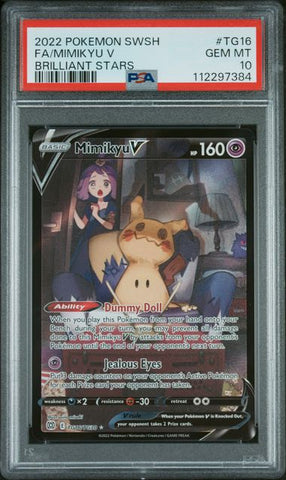 2022 POKEMON SWORD & SHIELD BRILLIANT STARS #TG16 FA/MIMIKYU V BRILLIANT STARS PSA 10 - 384