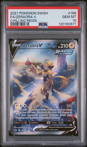 2021 POKEMON SWORD & SHIELD CHILLING REIGN #166 FA/ZERAORA V CHILLING REIGN PSA 10 - 671