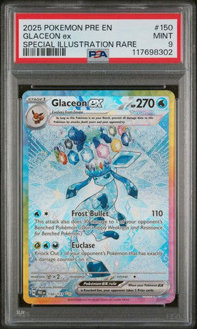 2025 POKEMON PRE EN-PRISMATIC EVOLUTIONS #150 GLACEON ex SPECIAL ILLUSTRATION RARE PSA 9 - 302