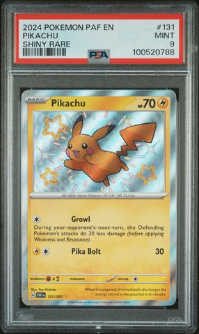 2024 POKEMON PAF EN-PALDEAN FATES #131 PIKACHU SHINY RARE PSA 9 - 788