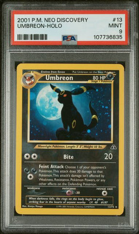 2001 POKEMON NEO DISCOVERY UMBREON - HOLO #13 PSA 9 - 835