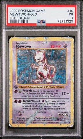 1999 POKEMON GAME #10 MEWTWO-HOLO 1ST EDITION PSA 1 - 329