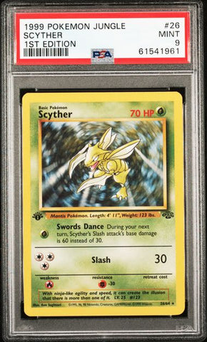 1999 POKEMON JUNGLE #26 SCYTHER 1ST EDITION PSA 9 - 961