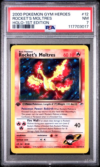 2000 POKEMON GYM HEREOS ROCKET'S MOLTRES HOLO - 1ST EDITION