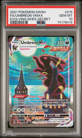 2021 POKEMON SWORD & SHIELD EVOLVING SKIES #215 FA/UMBREON VMAX EVOLVING SKIES-SECRET PSA 10 - 416