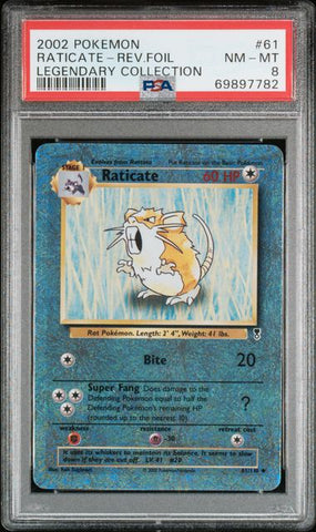 2002 POKEMON LEGENDARY COLLECTION #61 RATICATE-REV.FOIL LEGENDARY COLLECTION PSA 8 - 782