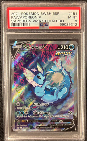 2021 POKEMON SWSH BLACK STAR PROMO #181 FA/VAPOREON V VAPOREON VMAX PREM.COLL. PSA 9 - 312