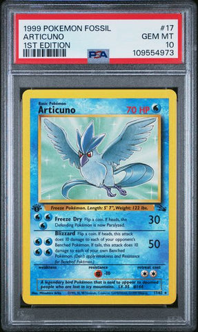1999 POKEMON FOSSIL #17 ARTICUNO 1ST EDITION PSA 10 - 973