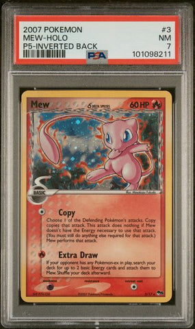 2007 POKEMON POP SERIES 5 #3 MEW-HOLO P5-INVERTED BACK PSA 7 - 211