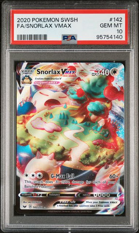 2020 POKEMON SWORD & SHIELD #142 FA/SNORLAX VMAX PSA 10 - 140
