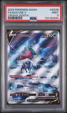 2023 POKEMON SWORD AND SHIELD CROWN ZENITH #GG38 FA/SUICUNE V CROWN ZENITH PSA 9 - 594