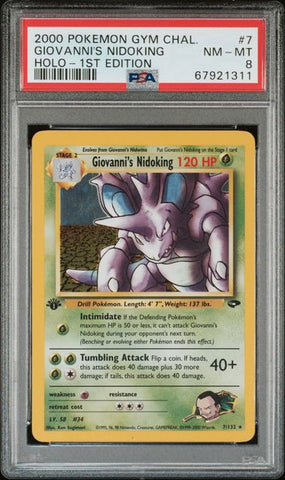 2000 POKEMON GYM CHALLENGE #7 GIOVANNI'S NIDOKING HOLO-1ST EDITION PSA 8 - 311