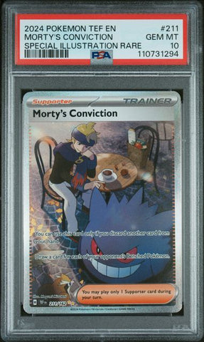 2024 POKEMON TEMPORAL FORCES MORTY'S CONVICTION SPECIAL ILLUSTRATION RARE #211 PSA 10 - 294