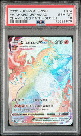 2020 POKEMON SWSH FULL ART CHARIZARD VMAX CHAMPION'S PATH #074 PSA 10 - 679