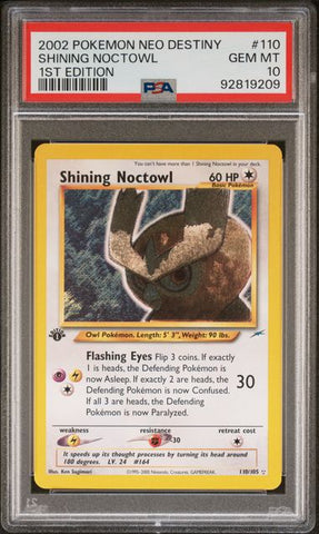 2002 POKEMON NEO DESTINY #110 SHINING NOCTOWL 1ST EDITION PSA 10 - 209