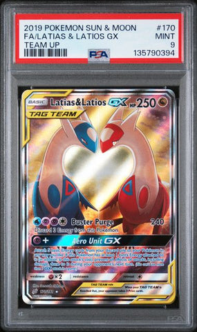 2019 POKEMON SUN & MOON TEAM UP #170 FA/LATIAS & LATIOS GX TEAM UP PSA 9 - 394